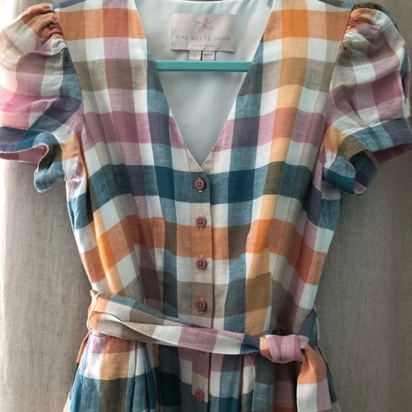 Gal Meets Glam Collection, Linen Check Dress, Size 0 - Picture 4 of 14